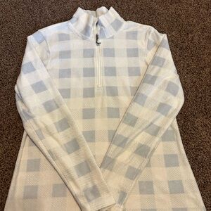 Avalanche White and Gray Plaid Pullover Quarter Zip